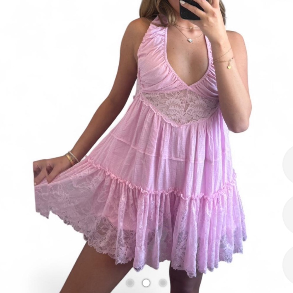 Free People Blush Lace Flowy Dress